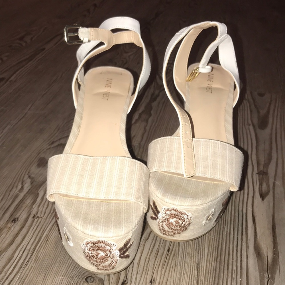 Pine striped platform heels! Worn once.